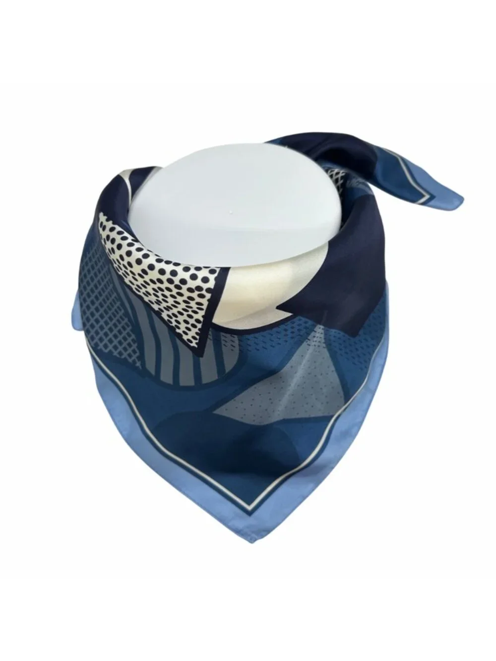✨Geometric Scarf Retro Silky Square Neck Wrap Abstract Accessory Hijab Blue New